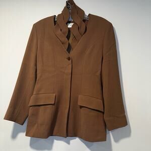Gay Giano Wool Blazer Fun Twist Neckline Size 42 US Small